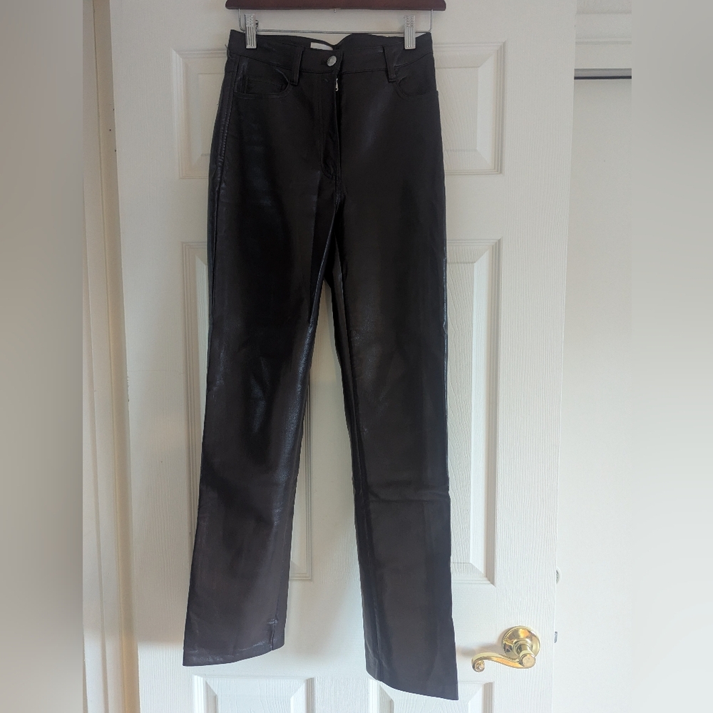 Aritzia Wilfred Dark Brown Vegan Leather Pants